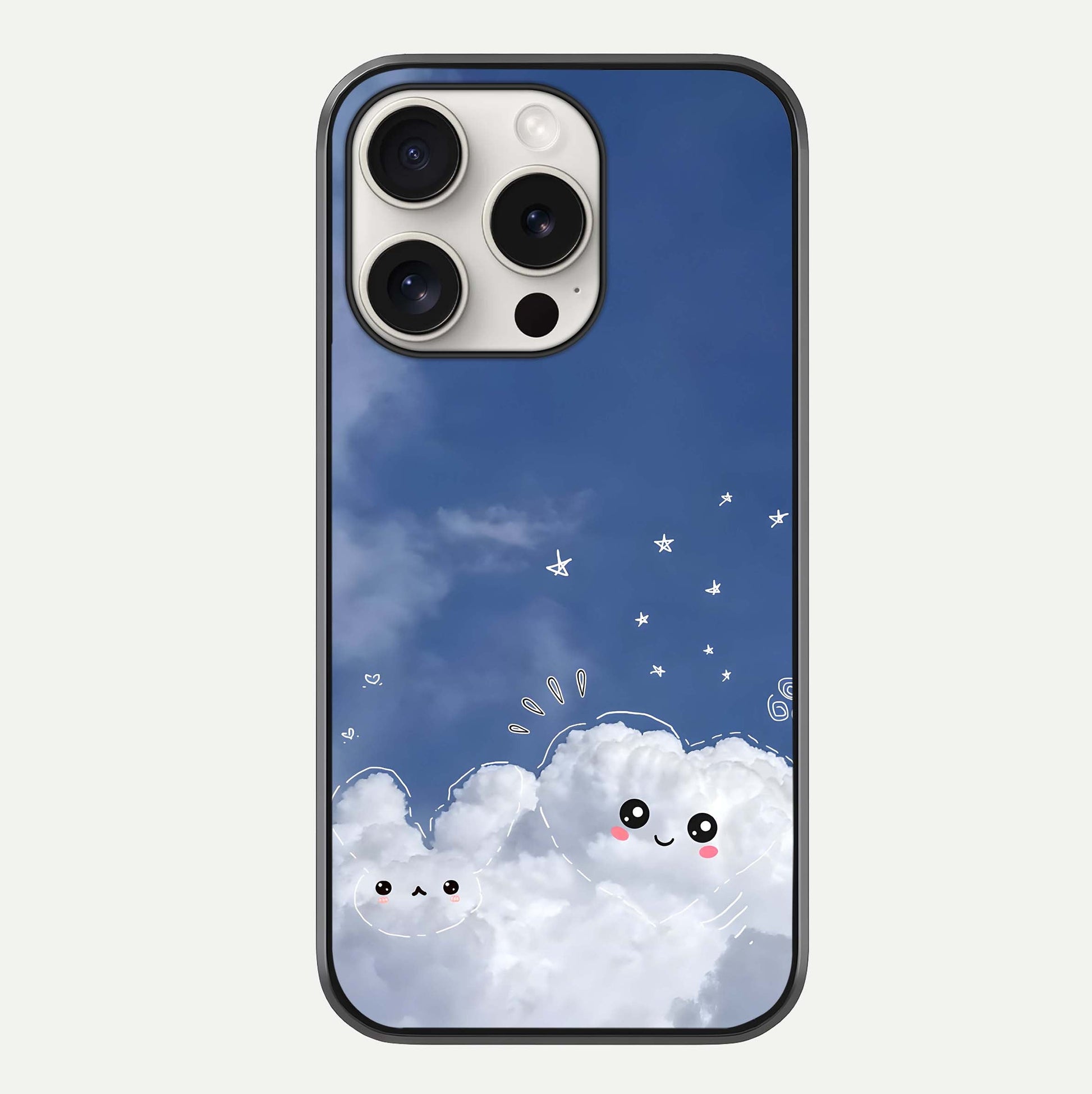 Cute Blossom Cloud Glass Case For iPhone 15 Pro Max by Custom World