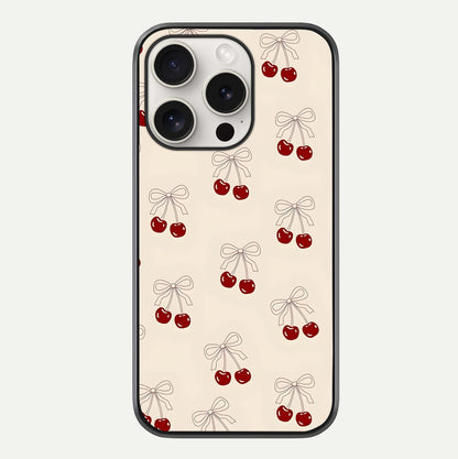 Cute Cherry Pattern Glass Case For iPhone 15 Pro Max by Custom World