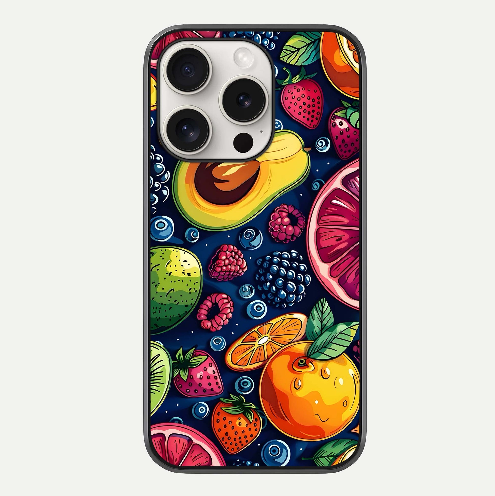 Cute Fruits Art Glass Case For iPhone 15 Pro Max by Custom World