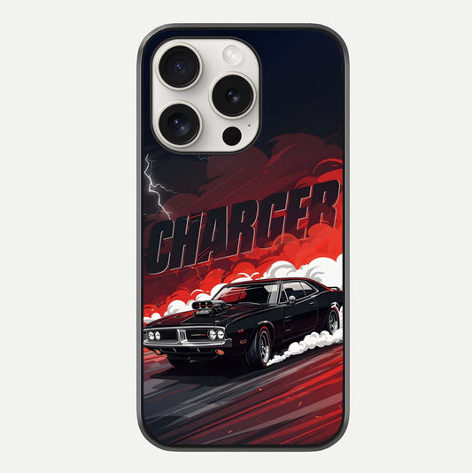 Dark Charger Fury Glass Case For iPhone 15 Pro Max by Custom World