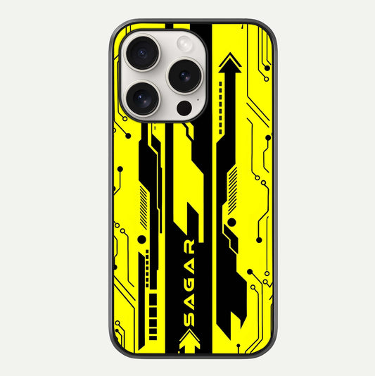 Electric Pulse CYBERPUNK Custom Name Glass Case For iPhone 15 Pro Max by Custom World