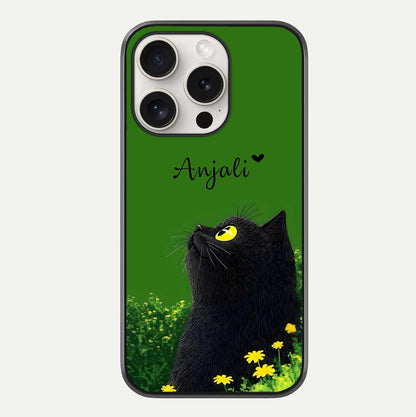 Emerald Cat Custom Name Glass Case For iPhone 15 Pro Max by Custom World
