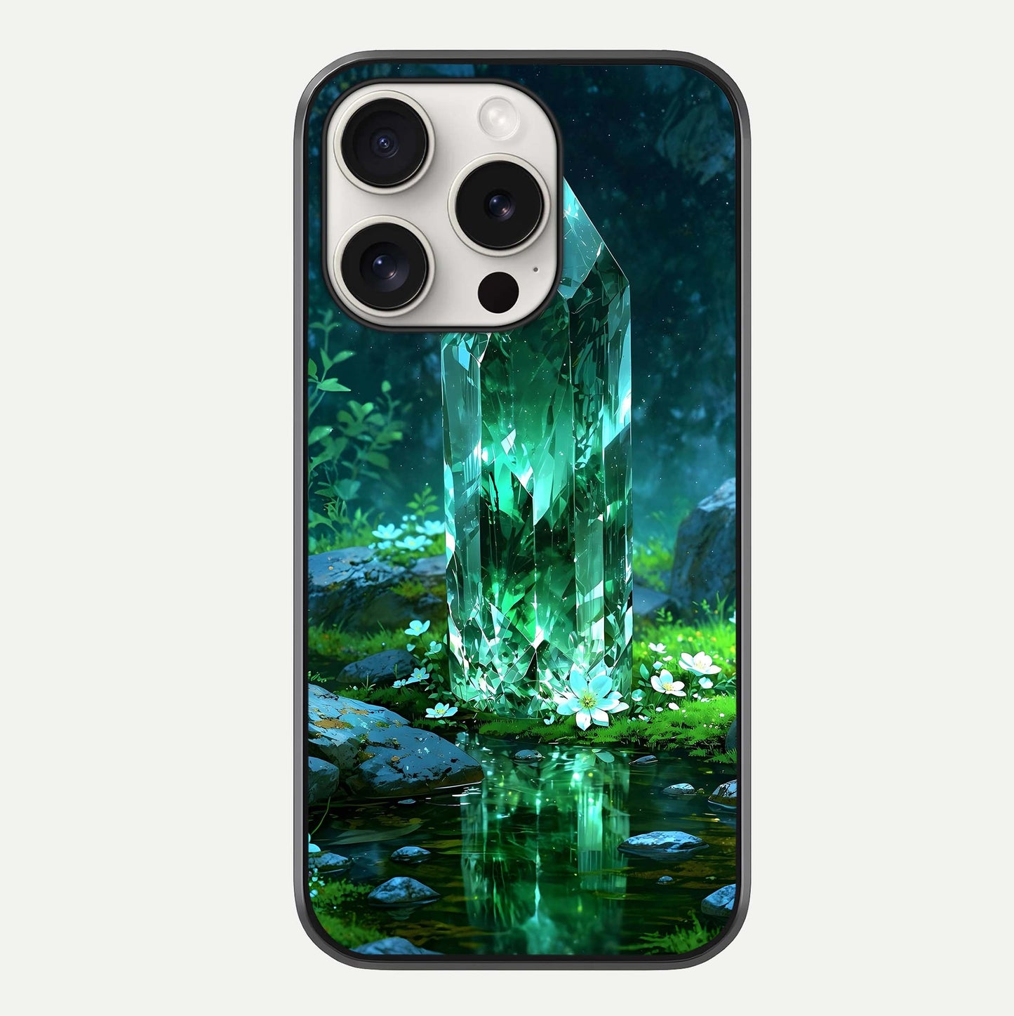 Emerald Light Crystal Glass Case For iPhone 15 Pro Max by Custom World
