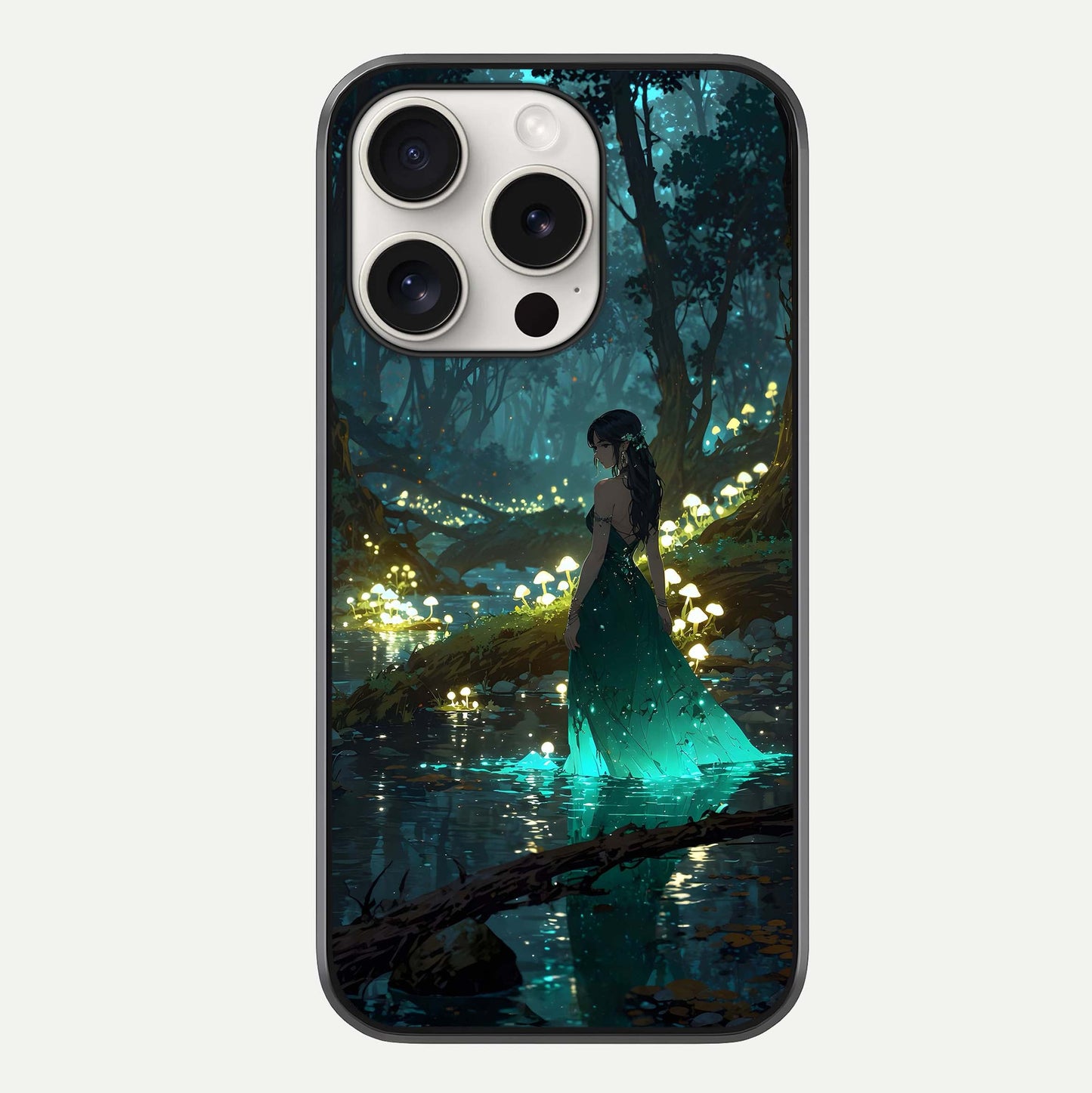 Enchanted Forest Glow Glass Case For iPhone 15 Pro Max by Custom World