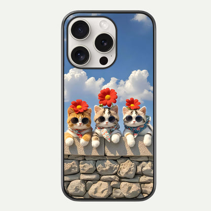 Floral Kitty Squad Glass Case For iPhone 15 Pro Max by Custom World