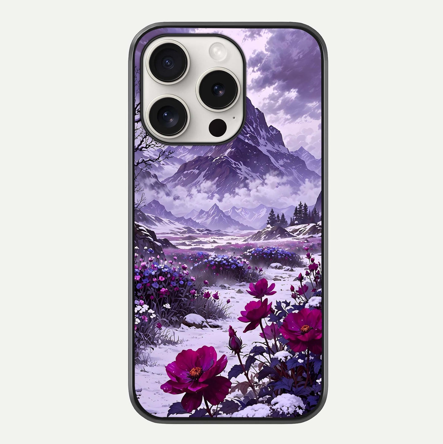 Flower Mountain View Glass Case For iPhone 15 Pro Max by Custom World