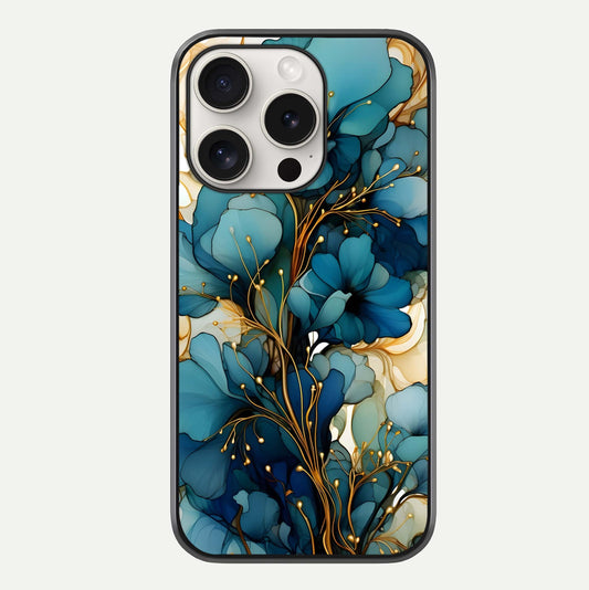 Golden Bloom Symphony Glass Case For iPhone 15 Pro Max by Custom World
