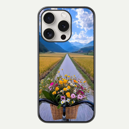Golden Field Journey Glass Case For iPhone 15 Pro Max by Custom World