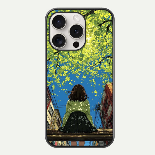Golden Leaves Glow Glass Case For iPhone 15 Pro Max by Custom World