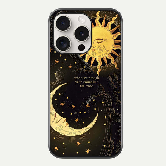 Golden Lunar Love Glass Case For iPhone 15 Pro Max by Custom World