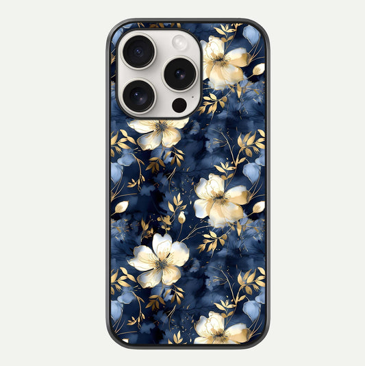 Golden Midnight Bloom Glass Case For iPhone 15 Pro Max by Custom World