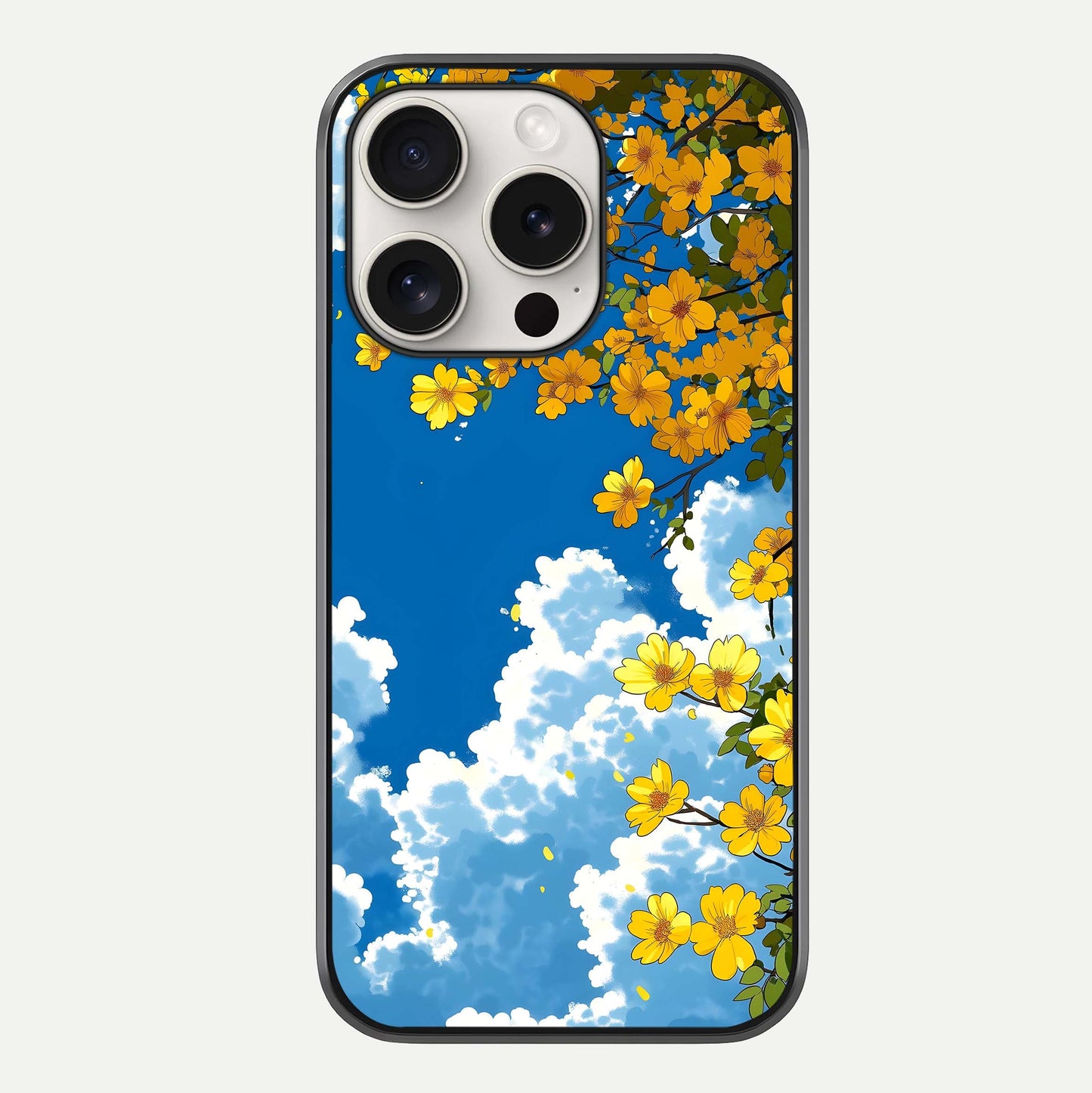 Golden Petal Sky Glass Case For iPhone 15 Pro Max by Custom World