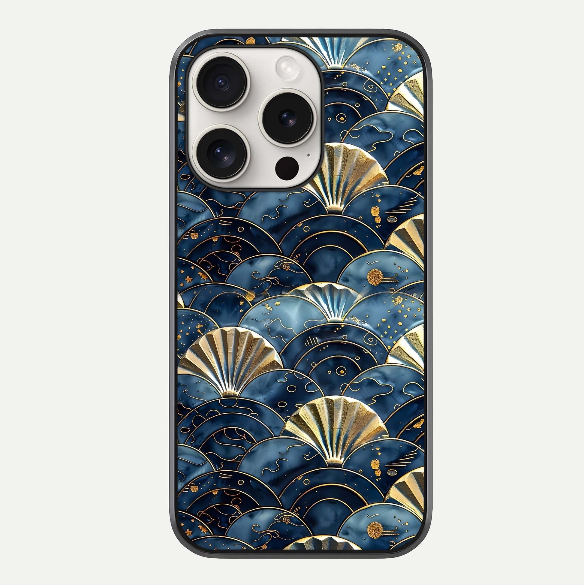 Golden Wave Luxe Glass Case For iPhone 15 Pro Max by Custom World