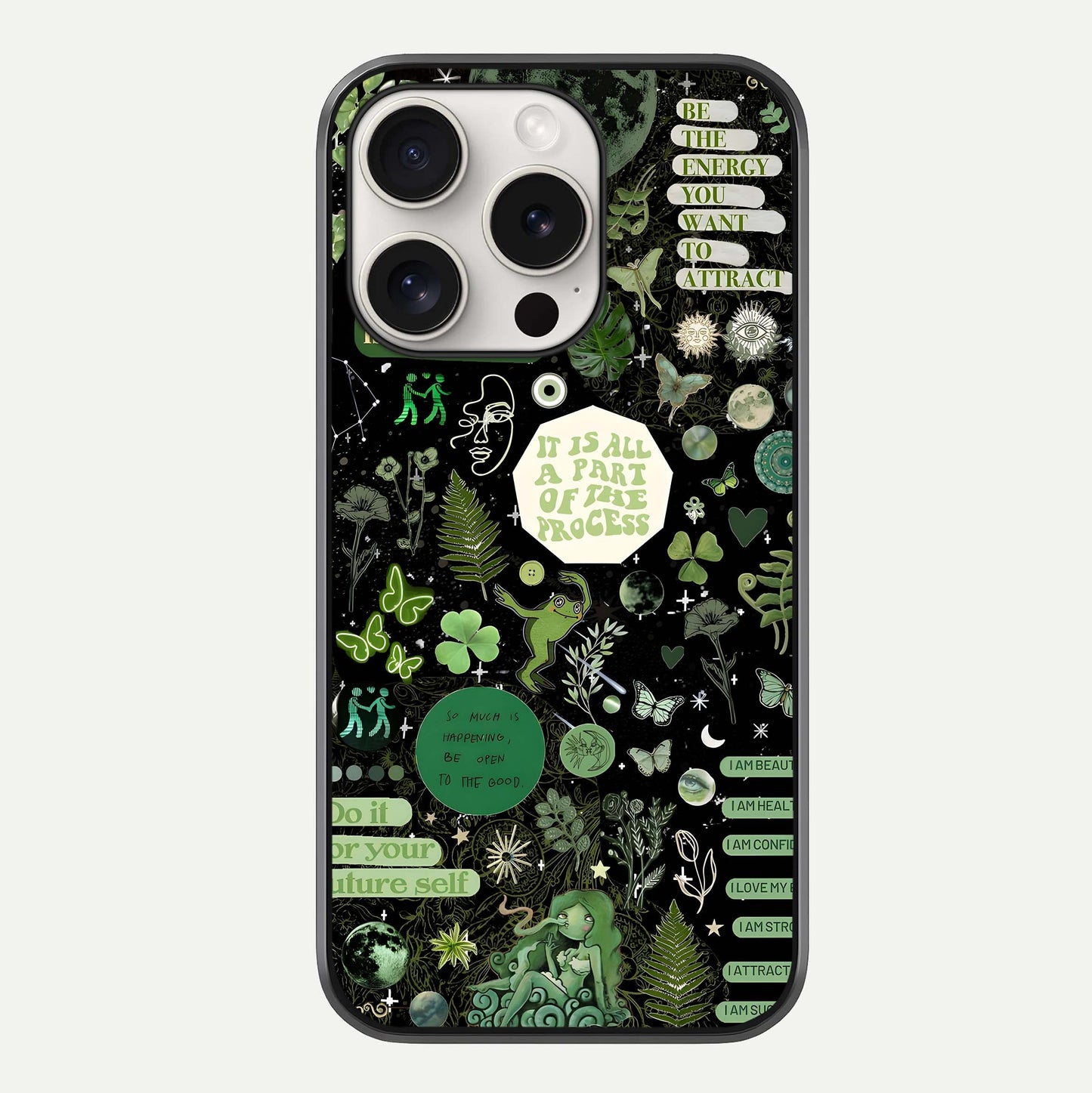 Green Moon Energy Glass Case For iPhone 15 Pro Max by Custom World