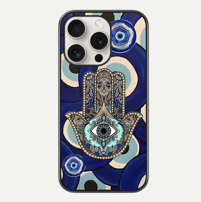 Hamsa Divine Guard Glass Case For iPhone 15 Pro Max by Custom World