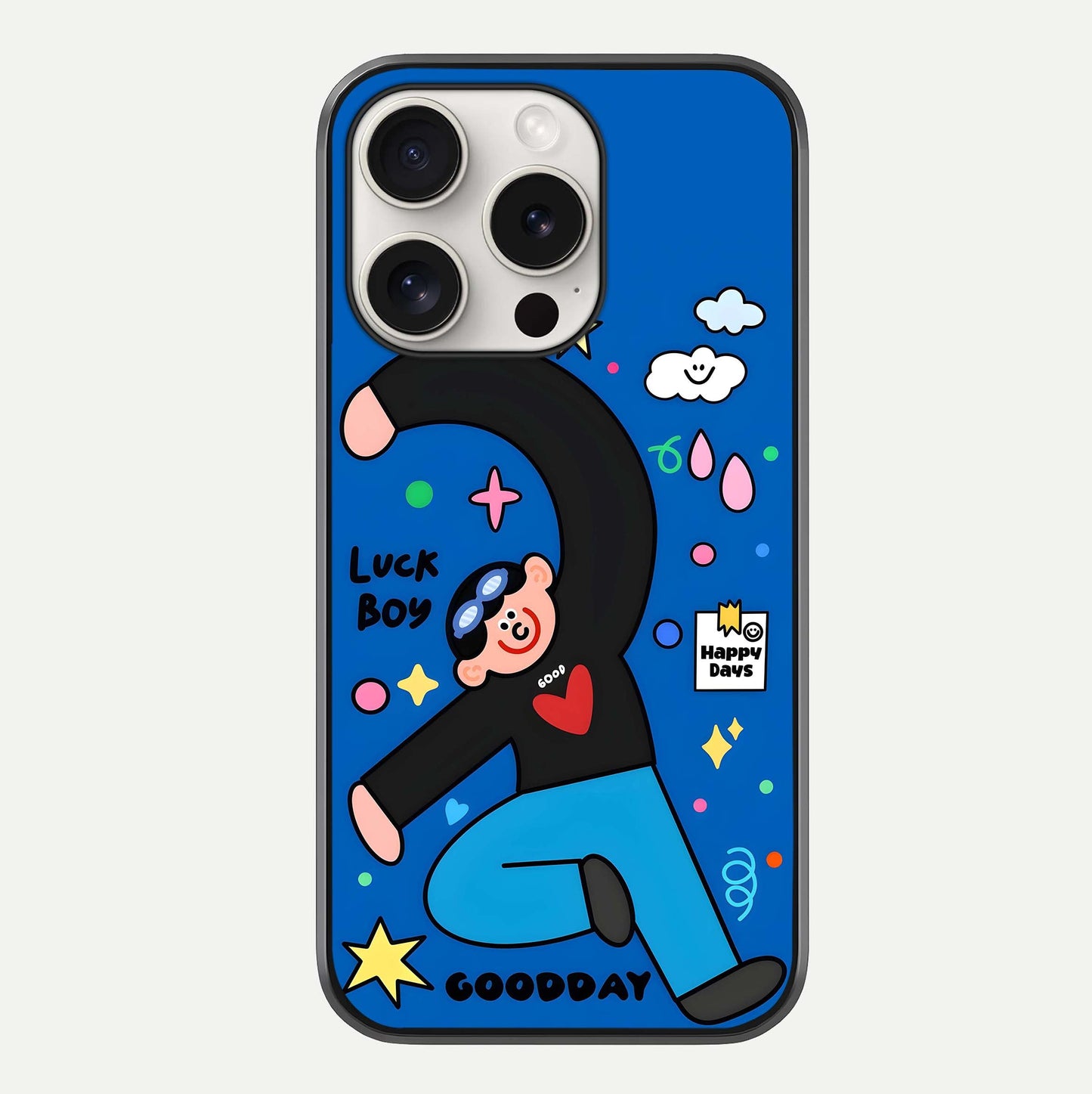 Happy Luck Vibe Glass Case For iPhone 15 Pro Max by Custom World