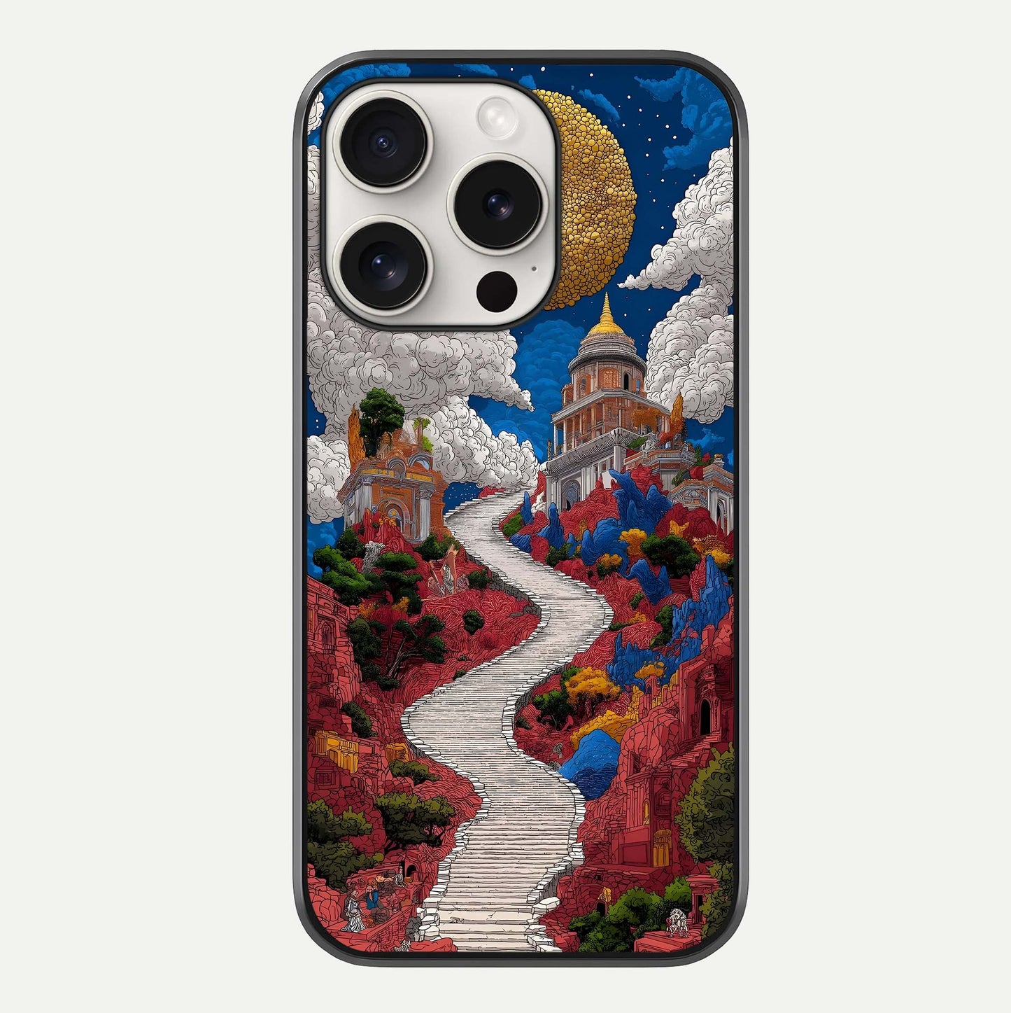 Heavenly Moon Path Glass Case For iPhone 15 Pro Max by Custom World