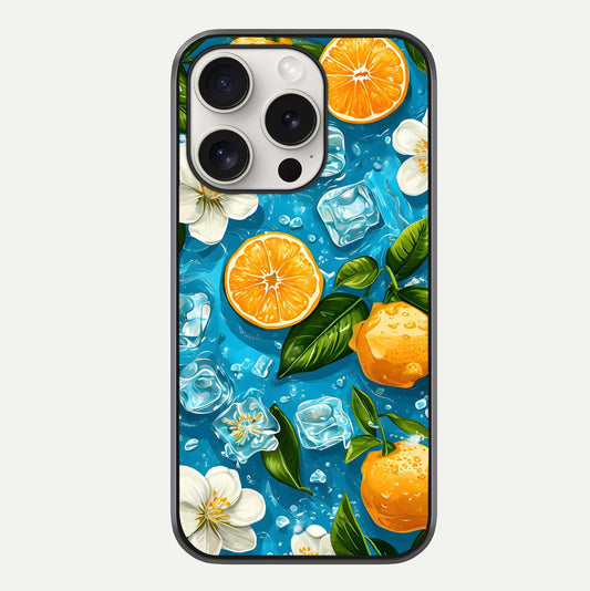 Ice Cube With Orange Glass Case For iPhone 15 Pro Max by Custom World