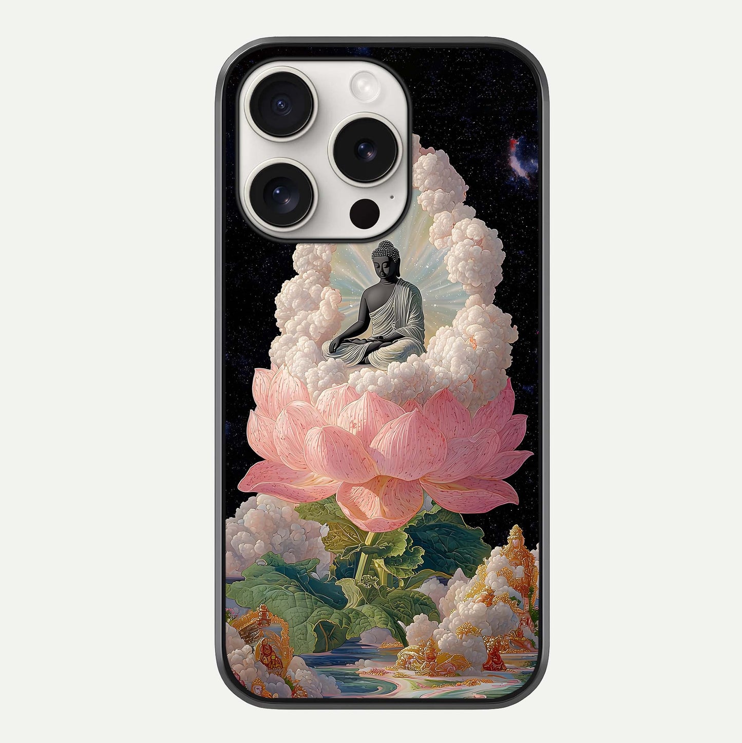 Lotus Divine Peace Glass Case For iPhone 15 Pro Max by Custom World
