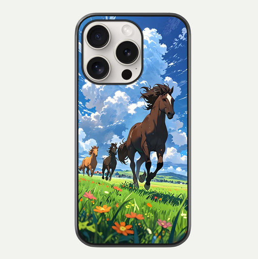 Majestic Horses Galloping Glass Case For iPhone 15 Pro Max by Custom World