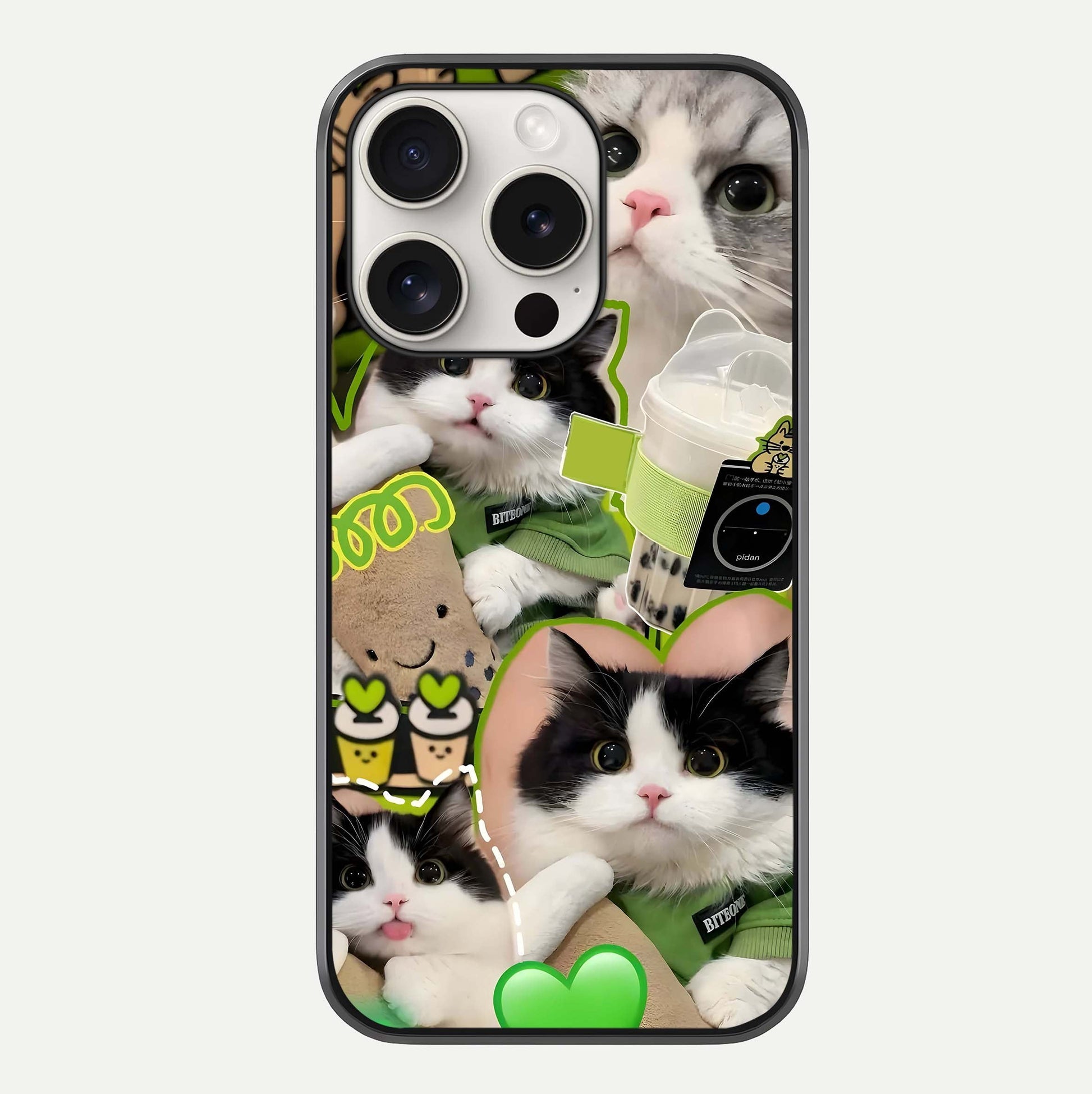 Matcha Cats Mood Glass Case For iPhone 15 Pro Max by Custom World