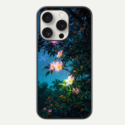 Midnight Bloom Glow Glass Case For iPhone 15 Pro Max by Custom World