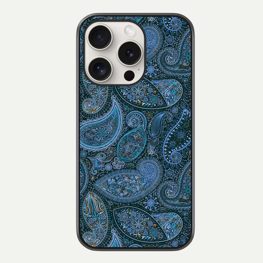 Midnight Paisley Glow Glass Case For iPhone 15 Pro Max by Custom World