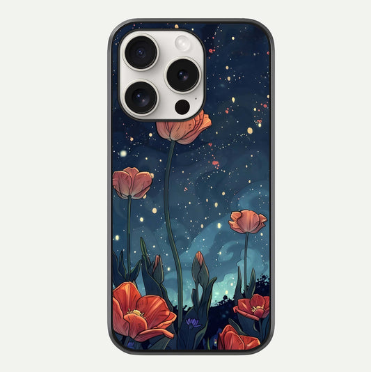 Midnight Tulip Glow Glass Case For iPhone 15 Pro Max by Custom World
