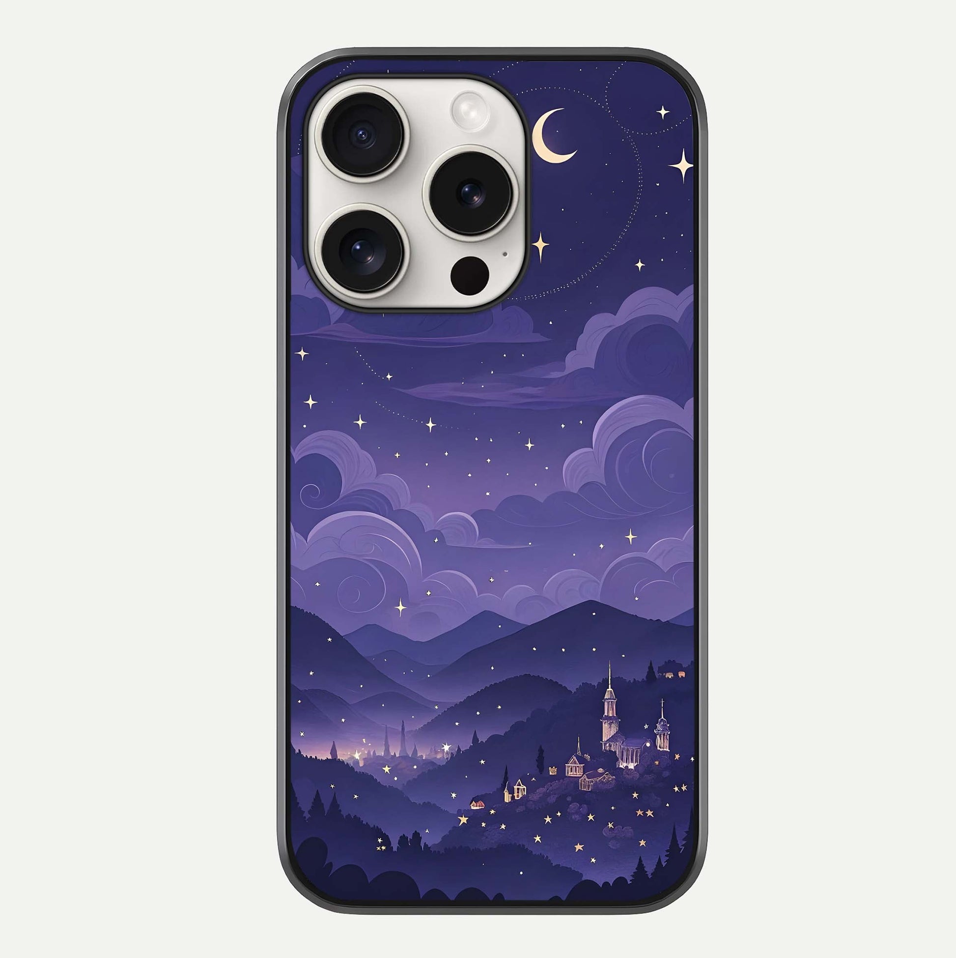 Minimal Night View Glass Case For iPhone 15 Pro Max by Custom World