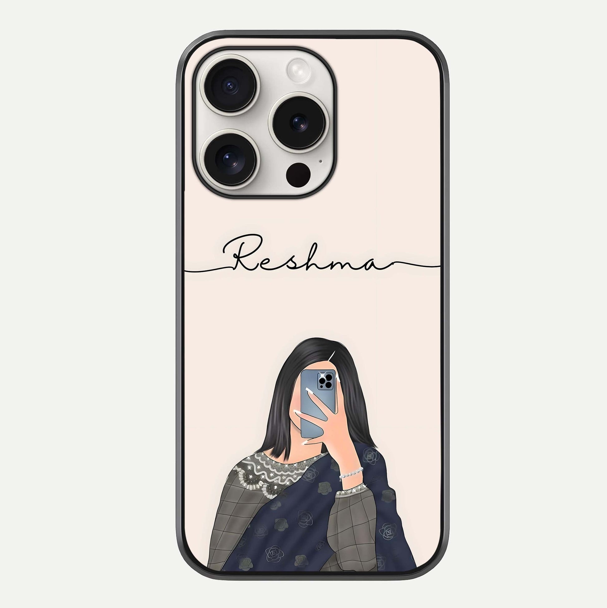 Mirror Mood Muse With Custom Name Glass Case For iPhone 15 Pro Max by Custom World
