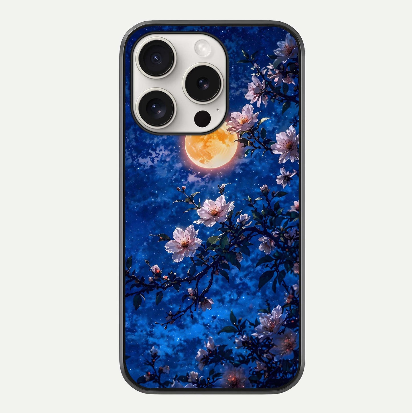 Moonlit Blossoms Night Glass Case For iPhone 15 Pro Max by Custom World