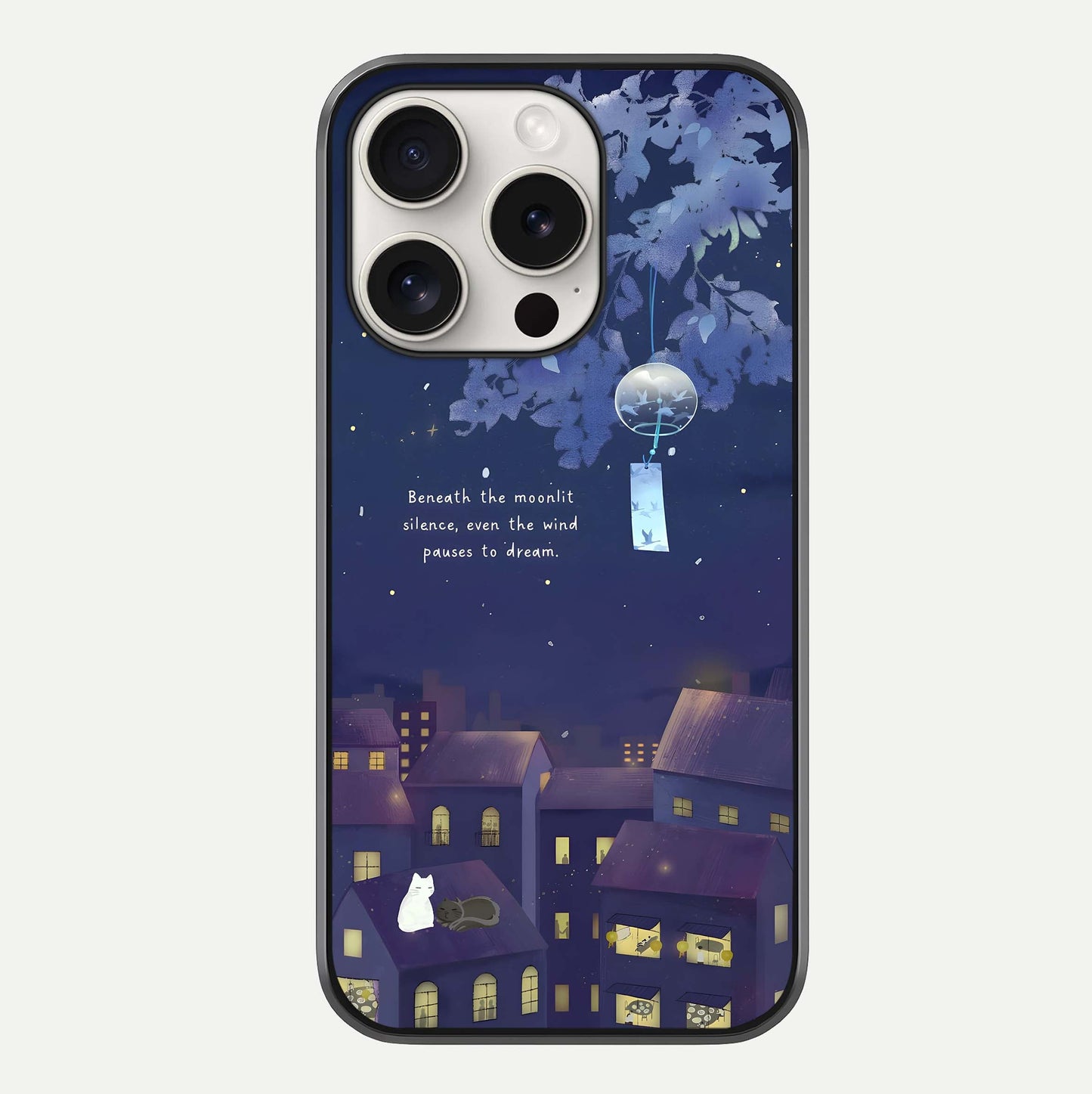 Moonlit Cat Silence Glass Case For iPhone 15 Pro Max by Custom World
