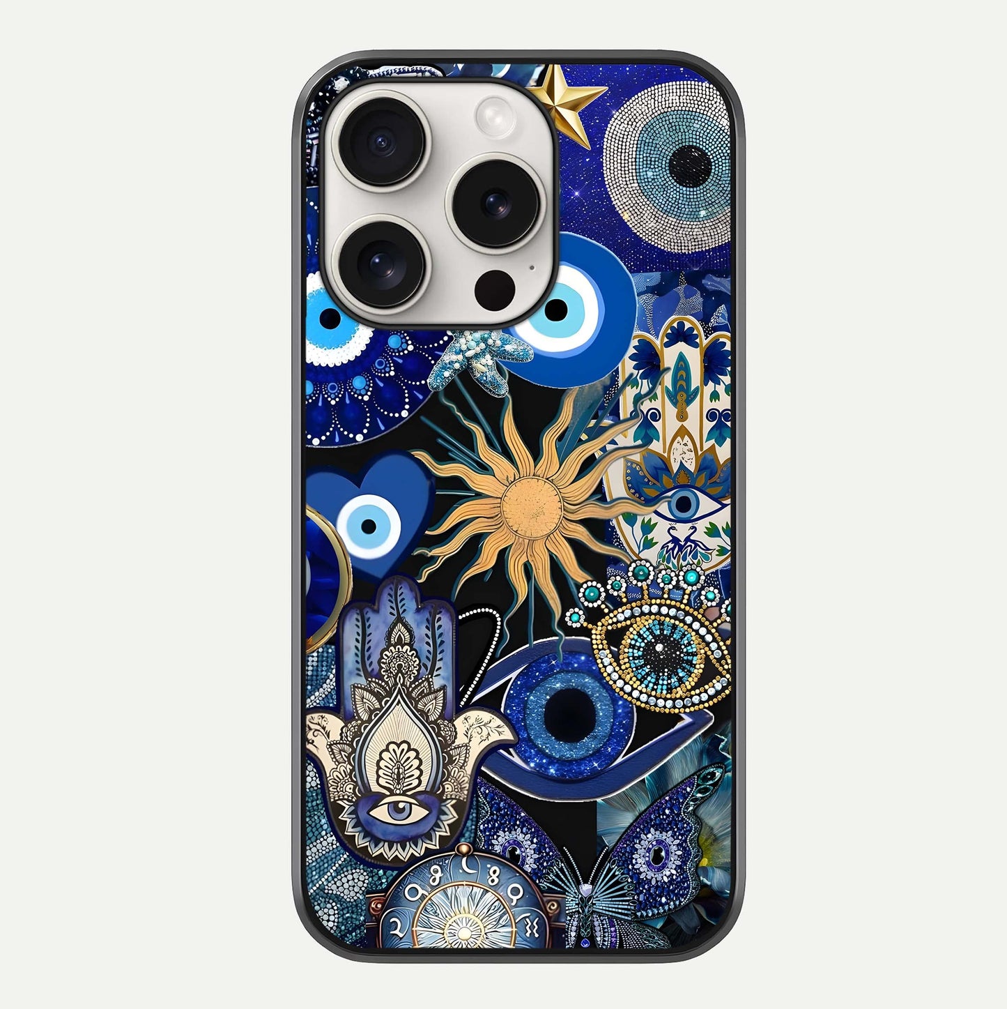 Mystic Blue Evil Eye Glass Case For iPhone 15 Pro Max by Custom World