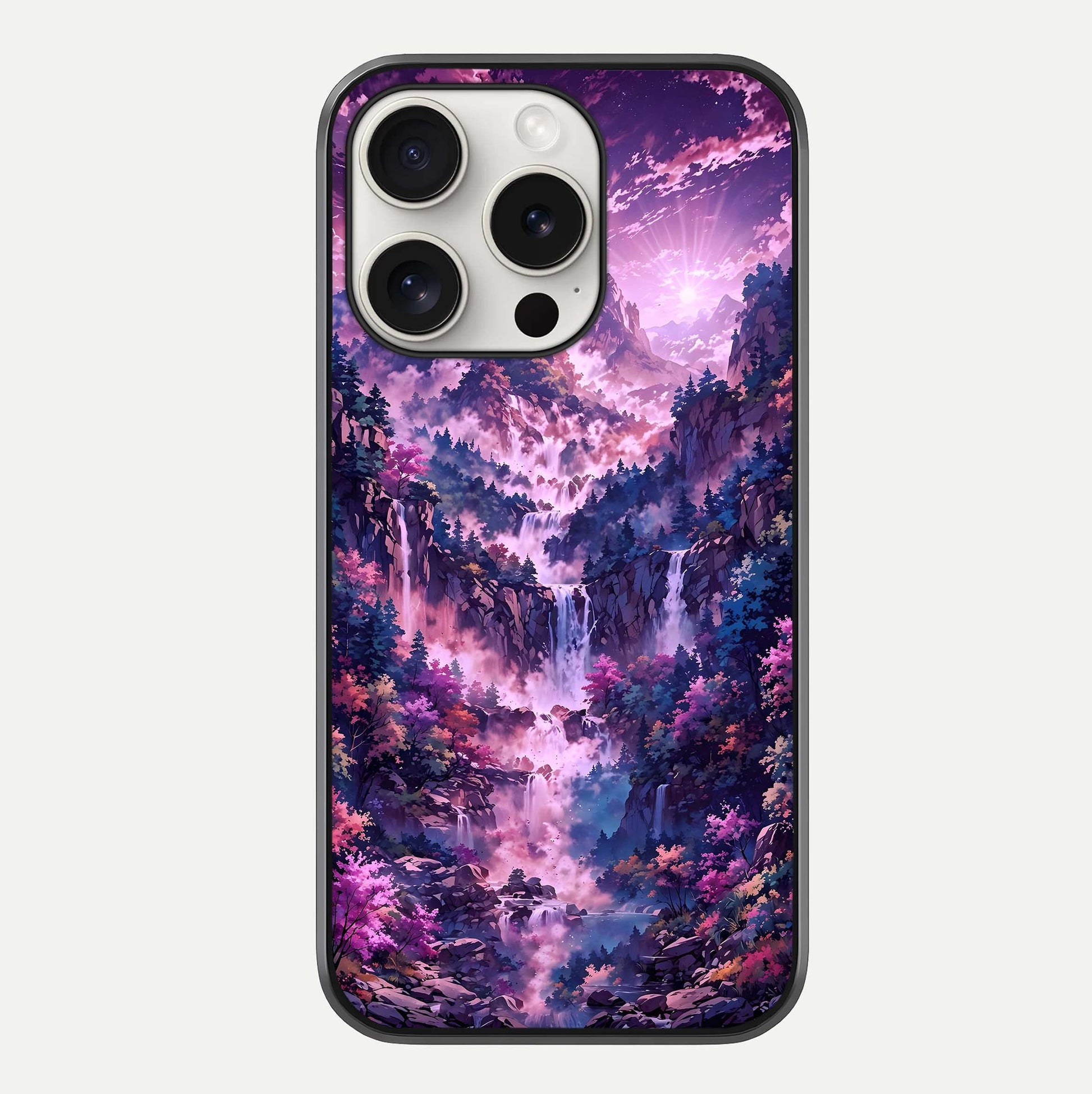Mystic Cascade Peaks Glass Case For iPhone 15 Pro Max by Custom World
