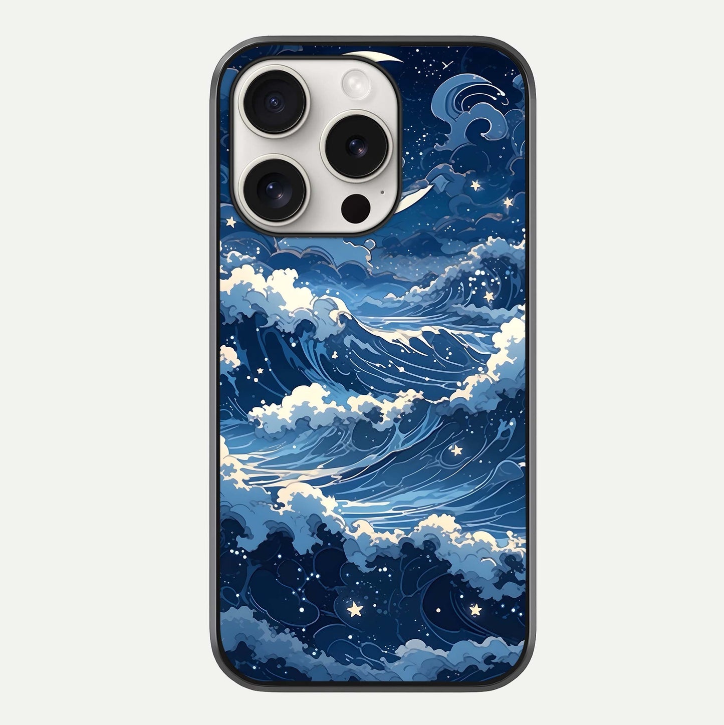 Ocean Moon Waves Glass Case For iPhone 15 Pro Max by Custom World