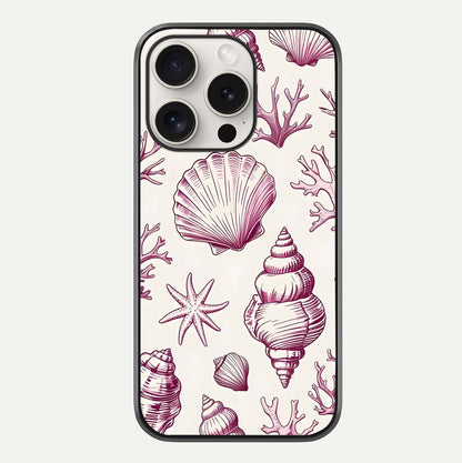 Pink Shells Outline Glass Case For iPhone 15 Pro Max by Custom World
