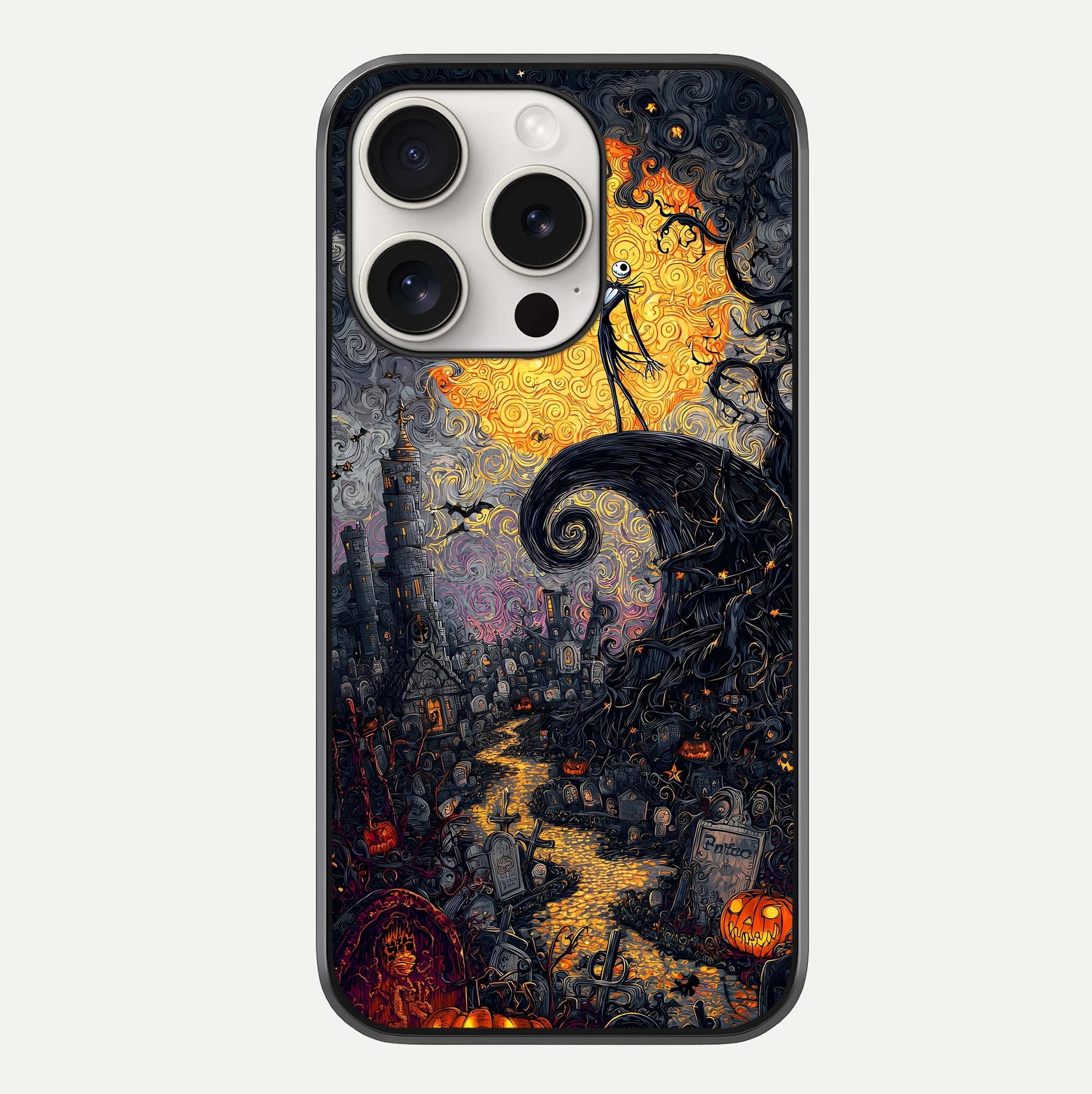 Pumpkin Moon Night Glass Case For iPhone 15 Pro Max by Custom World