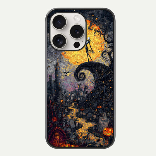 Pumpkin Moon Night Glass Case For iPhone 15 Pro Max by Custom World