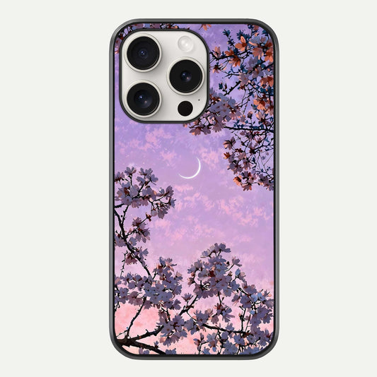 Purple Serenity Moon Glass Case For iPhone 15 Pro Max by Custom World