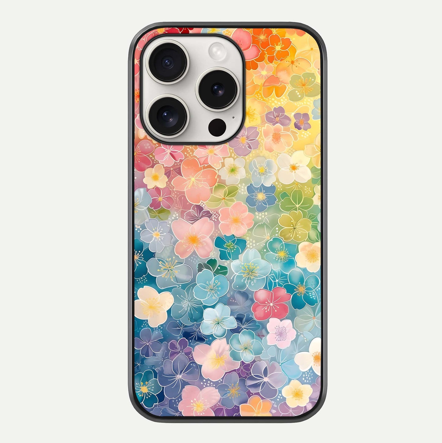 Rainbow Blossom Burst Glass Case For iPhone 15 Pro Max by Custom World