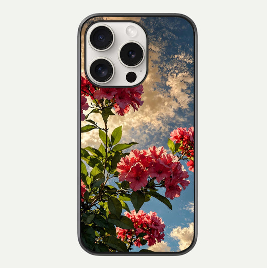 Red Bloom Skies Glass Case For iPhone 15 Pro Max by Custom World