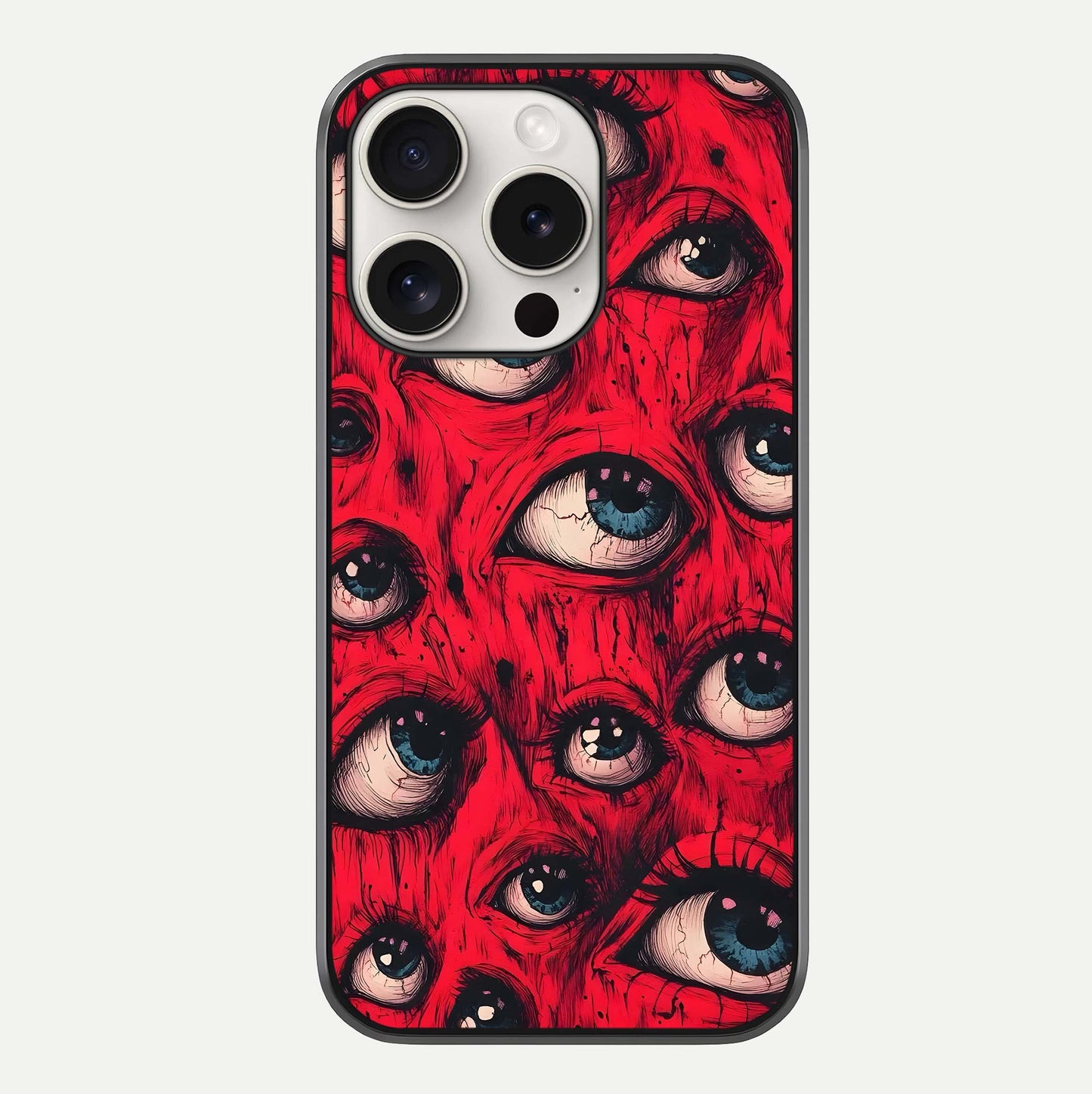 Red Eyes Pattern Glass Case For iPhone 15 Pro Max by Custom World