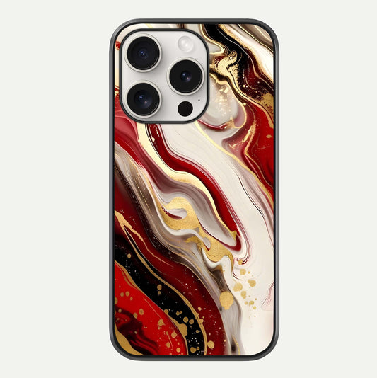 Red & White Marble Glass Case For iPhone 15 Pro Max by Custom World