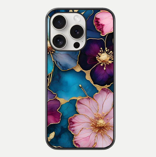 Sparkle Floral Glass Case For iPhone 15 Pro Max by Custom World