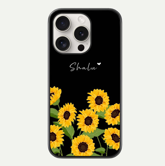 Sunflower Chic Mood Custom Name Glass Case For iPhone 15 Pro Max by Custom World