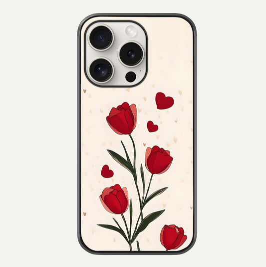 Tulip With Heart Glass Case For iPhone 15 Pro Max by Custom World