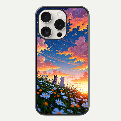 Two Cats Friends Glass Case For iPhone 15 Pro Max by Custom World