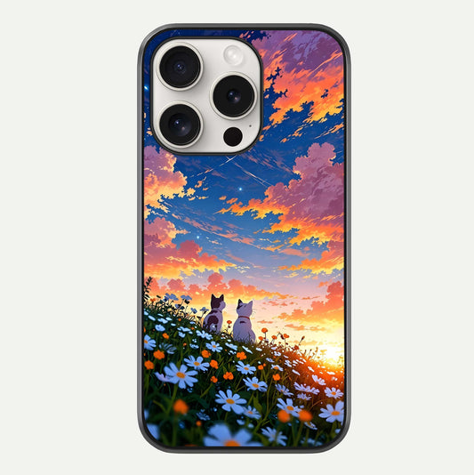 Two Cats Friends Glass Case For iPhone 15 Pro Max by Custom World