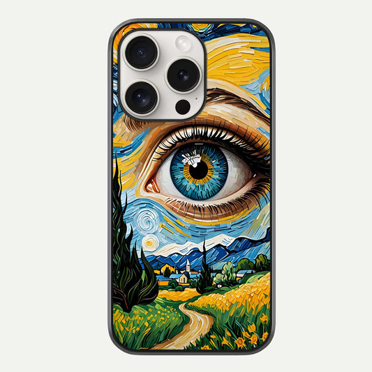 Van Gogh Eye Glass Case For iPhone 15 Pro Max by Custom World