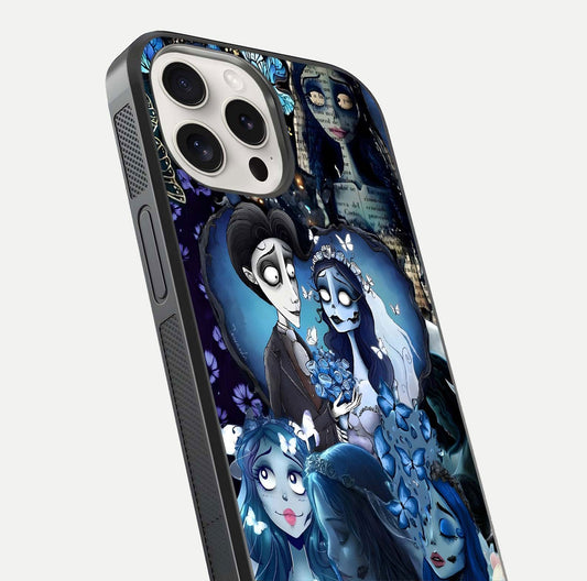 Butterfly Ghost Soul Glass Case for iPhone 15 Pro Max close-up shot showing ethereal wing patterns and reflection